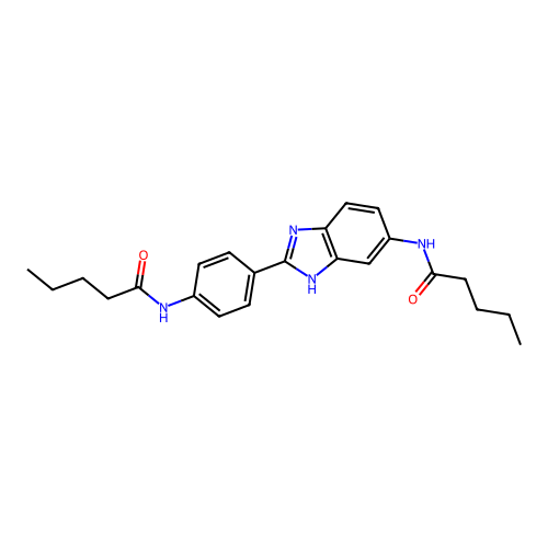 N-{4-[5-(pentanoylamino)-1H-benzimidazol-2-yl]phenyl}pentanamide structure