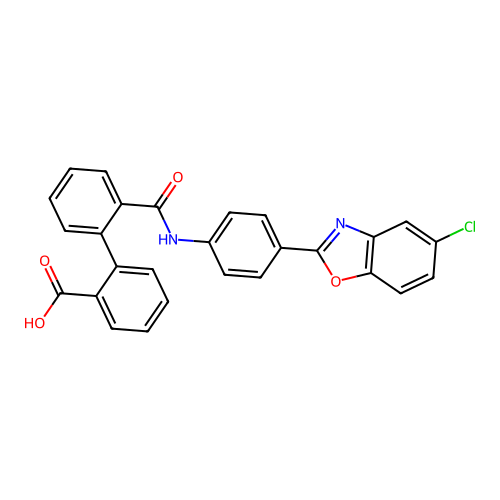 2'-[4-(5-Chloro-benzooxazol-2-yl)-phenylcarbamoyl]-biphenyl-2-carboxylic acid structure