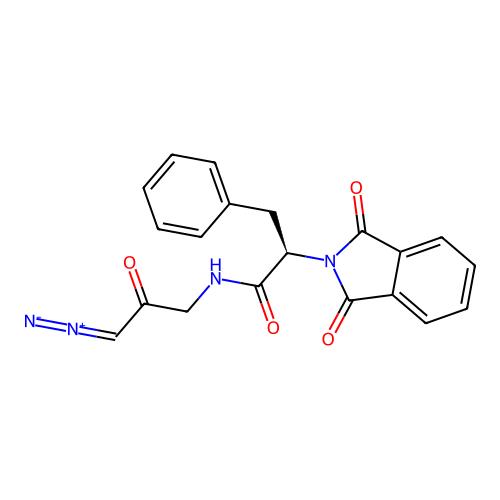 (2R)-N-(3-diazo-2-oxopropyl)-2-(1,3-dioxoisoindol-2-yl)-3-phenylpropanamide structure