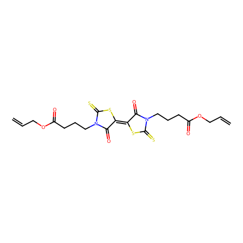 (E)-diallyl 4,4'-(4,4'-dioxo-2,2'-dithioxo-2H,2'H-[5,5'-bithiazolylidene]-3,3'(4H,4'H)-diyl)dibutanoate structure