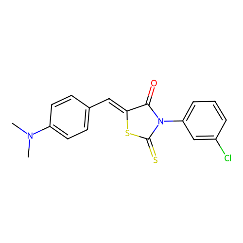 (Z)-3-(3-chlorophenyl)-5-(4-(dimethylamino)benzylidene)-2-thioxothiazolidin-4-one structure