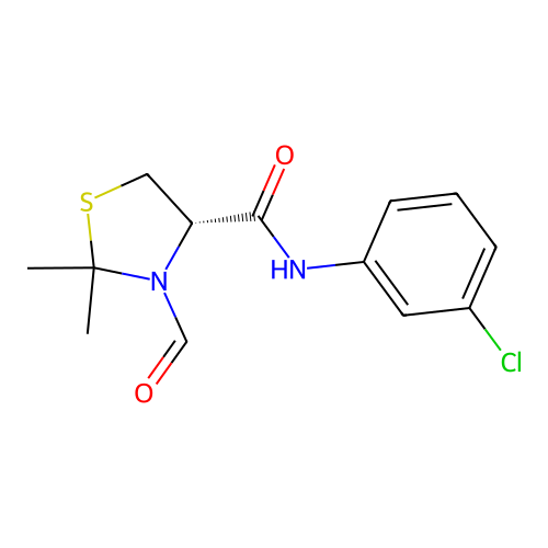 (S)-N-(3-chlorophenyl)-3-formyl-2,2-dimethylthiazolidine-4-carboxamide structure