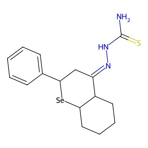 2-(2-phenyloctahydro-4H-selenochromen-4-ylidene)hydrazinecarbothioamide structure