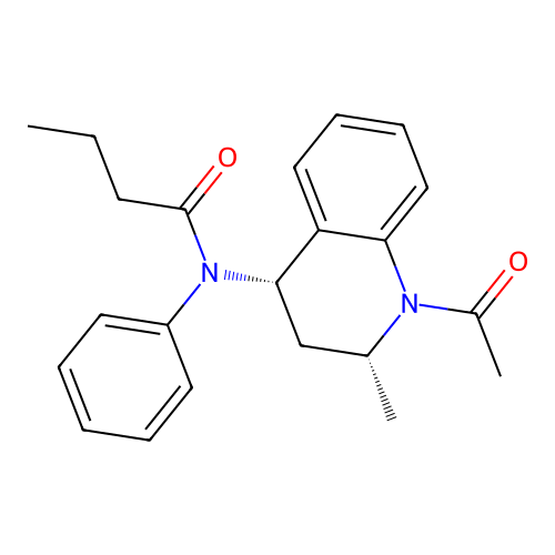 N-((2R,4S)-1-acetyl-2-methyl-1,2,3,4-tetrahydroquinolin-4-yl)-N-phenylbutyramide structure