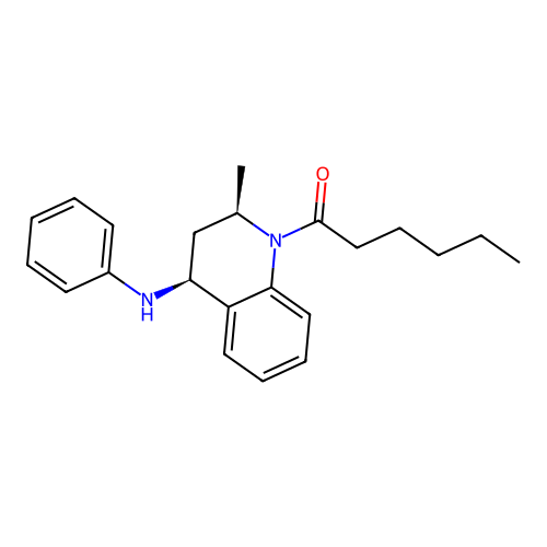 1-((2R,4S)-2-methyl-4-(phenylamino)-3,4-dihydroquinolin-1(2H)-yl)hexan-1-one structure