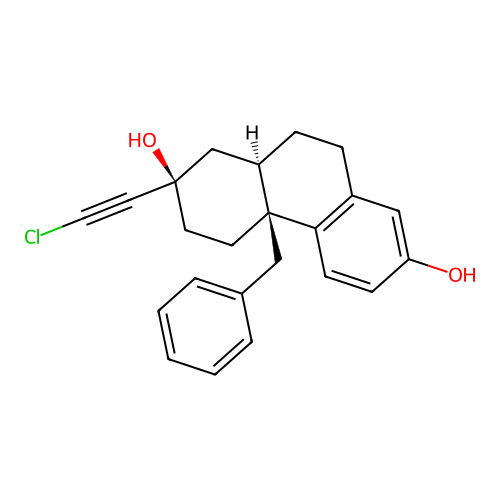 2,7-Phenanthrenediol, 2-(chloroethynyl)-1,2,3,4,4a,9,10,10a-octahydro-4a-(phenylmethyl)-, (2R,4aS,10aR)- structure