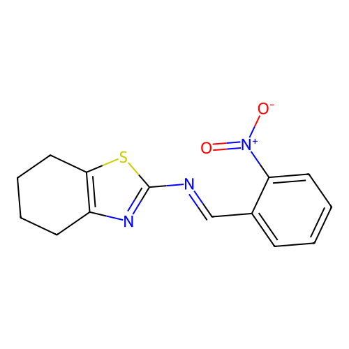 (NE)-N-[(2-Nitrophenyl)methylidene]-4,5,6,7-tetrahydro-1,3-benzothiazol-2-amine structure