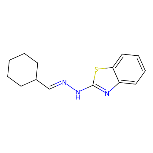 2-[(E)-2-(cyclohexylmethylidene)hydrazin-1-yl]-1,3-benzothiazole structure