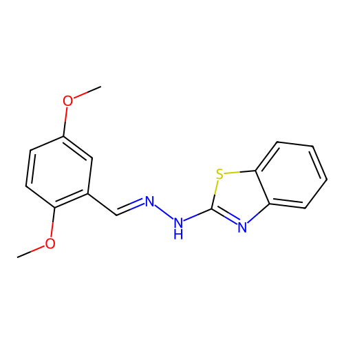2-[2-[(2,5-Dimethoxyphenyl)methylidene]hydrazin-1-yl]-1,3-benzothiazole structure
