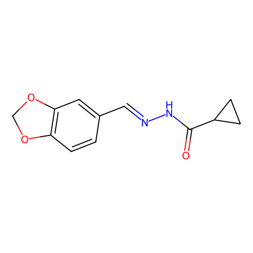 N-(1,3-benzodioxol-5-ylmethylideneamino)cyclopropanecarboxamide structure
