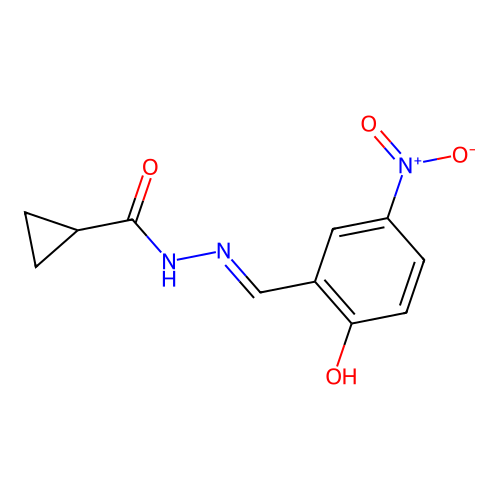 N'-[(3-nitro-6-oxo-1-cyclohexa-2,4-dienylidene)methyl]cyclopropanecarbohydrazide structure
