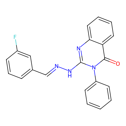 2-[(E)-2-[(3-Fluorophenyl)methylidene]hydrazin-1-yl]-3-phenyl-3,4-dihydroquinazolin-4-one structure