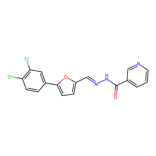N'-{(E)-[5-(3,4-dichlorophenyl)furan-2-yl]methylidene}pyridine-3-carbohydrazide structure