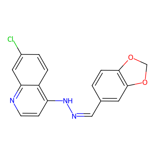 N-[(Z)-1,3-benzodioxol-5-ylmethylideneamino]-7-chloroquinolin-4-amine structure