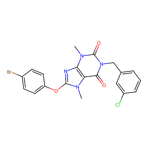 8-(4-bromophenoxy)-1-(3-chlorobenzyl)-3,7-dimethyl-1H-purine-2,6(3H,7H)-dione structure