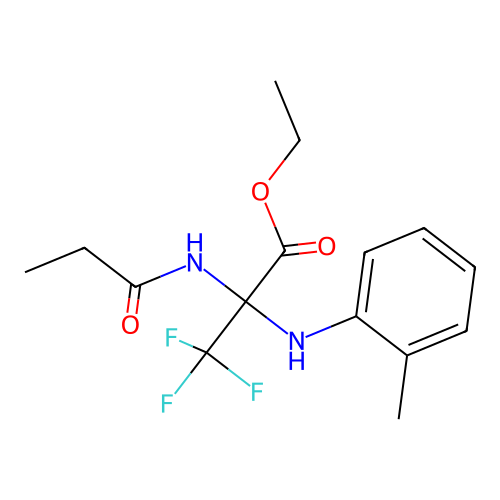 ethyl 3,3,3-trifluoro-N-(2-methylphenyl)-2-(propanoylamino)alaninate structure