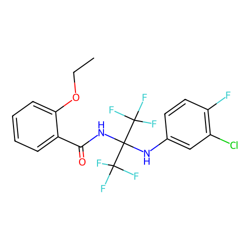 N-[2-(3-chloro-4-fluoroanilino)-1,1,1,3,3,3-hexafluoropropan-2-yl]-2-ethoxybenzamide structure