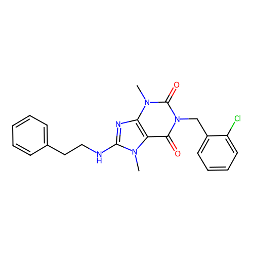 1-[(2-chlorophenyl)methyl]-3,7-dimethyl-8-(phenethylamino)purine-2,6-dione structure