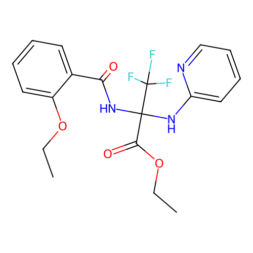 Ethyl 2-(2-ethoxybenzamido)-3,3,3-trifluoro-2-(pyridin-2-ylamino)propanoate structure