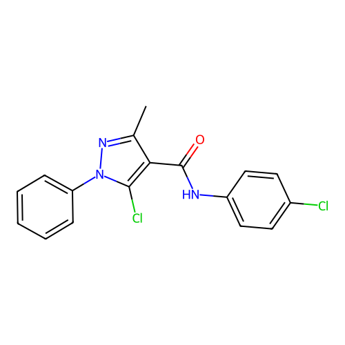 5-chloro-N-(4-chlorophenyl)-3-methyl-1-phenyl-1H-pyrazole-4-carboxamide structure