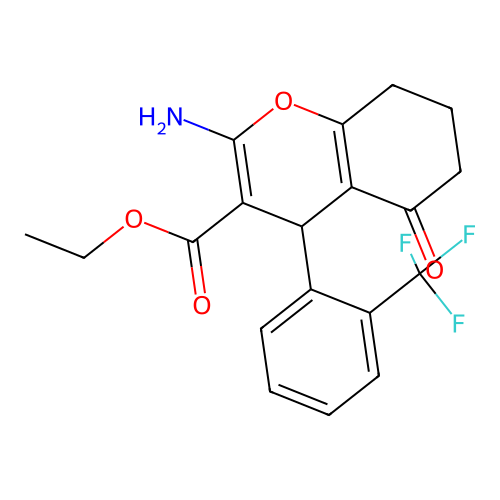 ethyl 2-amino-5-oxo-4-[2-(trifluoromethyl)phenyl]-5,6,7,8-tetrahydro-4H-chromene-3-carboxylate structure