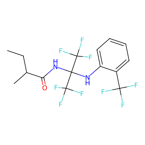 N-[1,1,1,3,3,3-hexafluoro-2-[2-(trifluoromethyl)anilino]propan-2-yl]-2-methylbutanamide structure