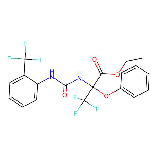 Ethyl 3,3,3-trifluoro-2-phenoxy-2-[[2-(trifluoromethyl)phenyl]carbamoylamino]propanoate structure