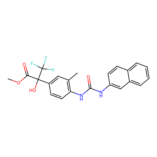 methyl 3,3,3-trifluoro-2-hydroxy-2-(3-methyl-4-(3-(naphthalen-2-yl)ureido)phenyl)propanoate structure