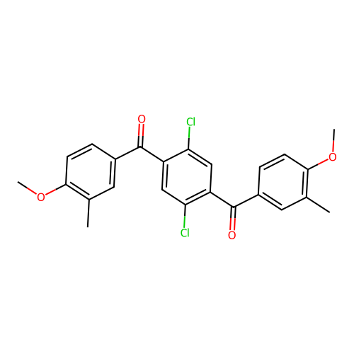 (2,5-Dichloro-1,4-phenylene)bis((4-methoxy-3-methylphenyl)methanone) structure