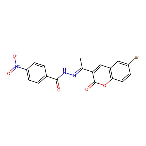 N'-[(1E)-1-(6-bromo-2-oxo-2H-chromen-3-yl)ethylidene]-4-nitrobenzohydrazide structure
