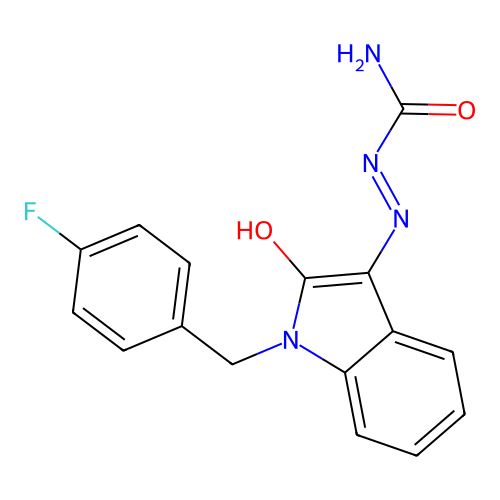 (E)-2-(1-(4-fluorobenzyl)-2-oxoindolin-3-ylidene)hydrazinecarboxamide structure