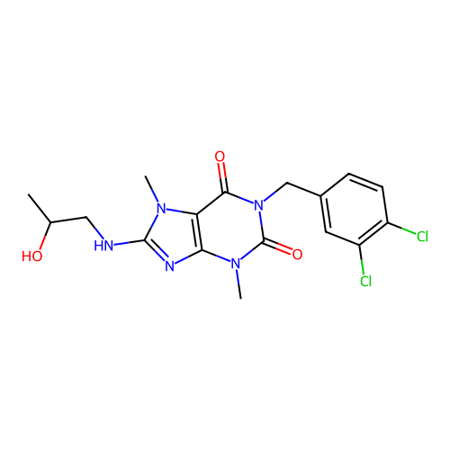 1-(3,4-dichlorobenzyl)-8-[(2-hydroxypropyl)amino]-3,7-dimethyl-3,7-dihydro-1H-purine-2,6-dione structure