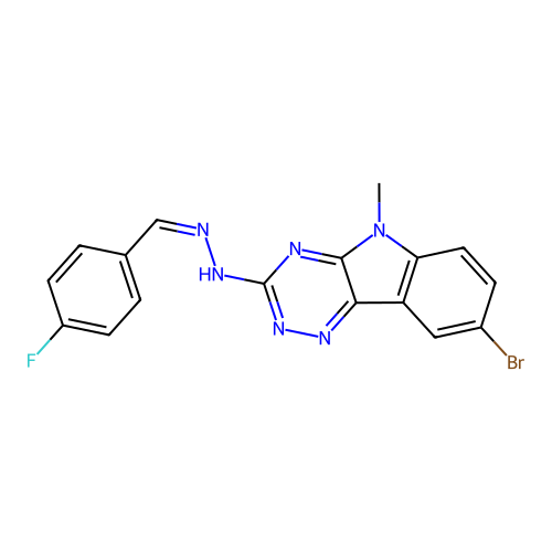 (Z)-8-bromo-3-(2-(4-fluorobenzylidene)hydrazinyl)-5-methyl-5H-[1,2,4]triazino[5,6-b]indole structure