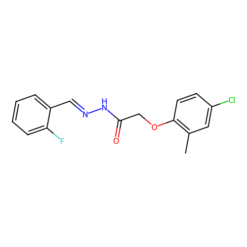 2-(4-chloro-2-methylphenoxy)-N'-[(E)-(2-fluorophenyl)methylidene]acetohydrazide structure