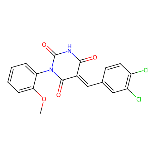 (5E)-5-[(3,4-dichlorophenyl)methylidene]-1-(2-methoxyphenyl)-1,3-diazinane-2,4,6-trione structure