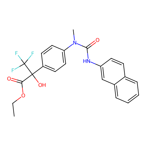 ethyl 3,3,3-trifluoro-2-hydroxy-2-(4-(1-methyl-3-(naphthalen-2-yl)ureido)phenyl)propanoate structure
