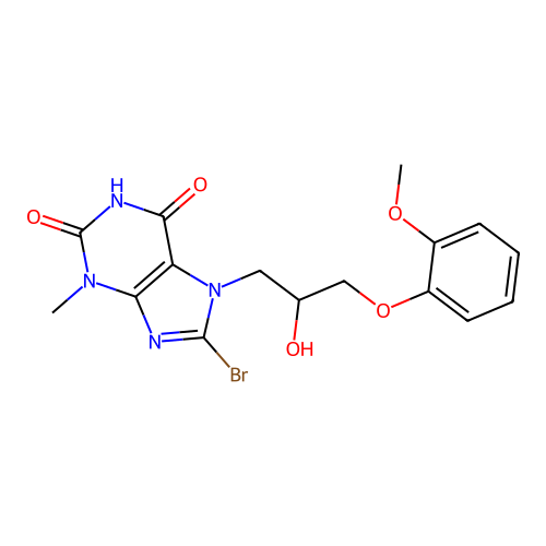 8-bromo-7-(2-hydroxy-3-(2-methoxyphenoxy)propyl)-3-methyl-1H-purine-2,6(3H,7H)-dione structure