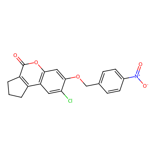 8-Chloro-7-((4-nitrobenzyl)oxy)-2,3-dihydrocyclopenta(C)chromen-4(1H)-one structure