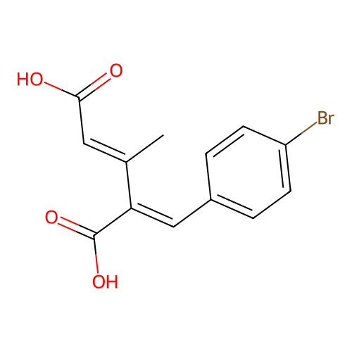 (2E,4E)-4-(4-bromobenzylidene)-3-methylpent-2-enedioic acid structure