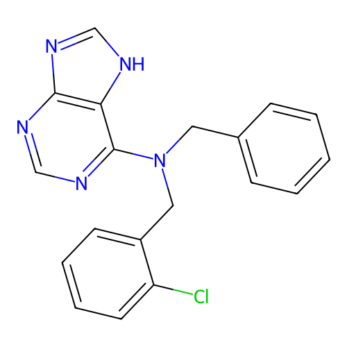 N-benzyl-N-(2-chlorobenzyl)-7H-purin-6-amine structure