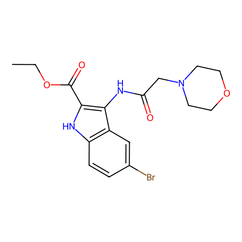 ethyl 5-bromo-3-[(morpholin-4-ylacetyl)amino]-1H-indole-2-carboxylate structure