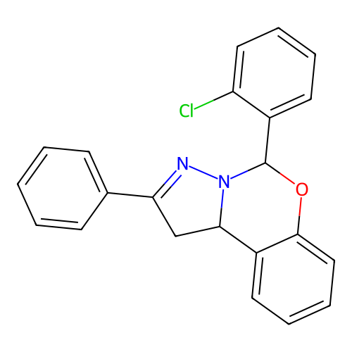 5-(2-Chlorophenyl)-2-phenyl-1,10b-dihydropyrazolo[1,5-c][1,3]benzoxazine structure