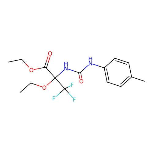 Ethyl 2-ethoxy-3,3,3-trifluoro-2-(p-tolylcarbamoylamino)propanoate structure