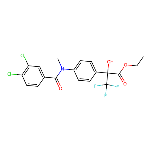 ethyl 2-(4-(3,4-dichloro-N-methylbenzamido)phenyl)-3,3,3-trifluoro-2-hydroxypropanoate structure