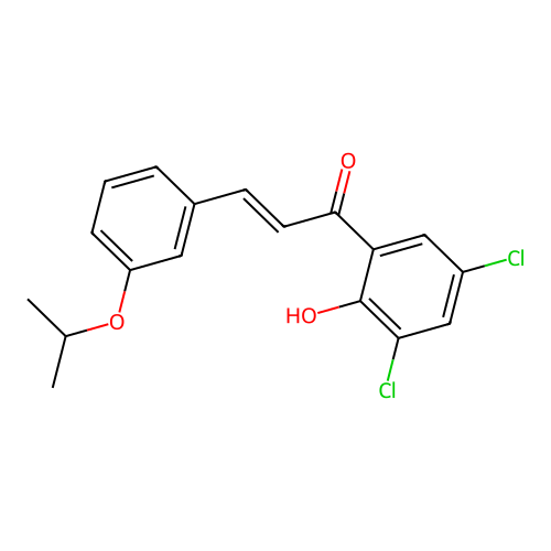 (2E)-1-(3,5-dichloro-2-hydroxyphenyl)-3-[3-(propan-2-yloxy)phenyl]prop-2-en-1-one structure