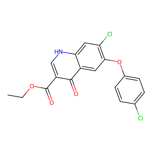 Ethyl 7-chloro-6-(4-chlorophenoxy)-4-oxo-1,4-dihydroquinoline-3-carboxylate structure