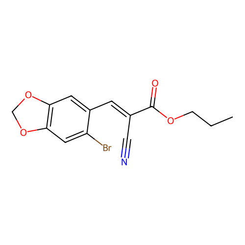 (E)-propyl 3-(6-bromobenzo[d][1,3]dioxol-5-yl)-2-cyanoacrylate structure