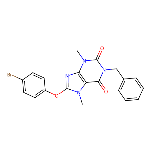 1-benzyl-8-(4-bromophenoxy)-3,7-dimethyl-3,7-dihydro-1H-purine-2,6-dione structure