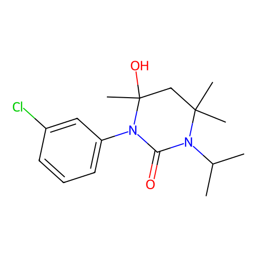 1-(3-chlorophenyl)-6-hydroxy-3-isopropyl-4,4,6-trimethyltetrahydropyrimidin-2(1H)-one structure