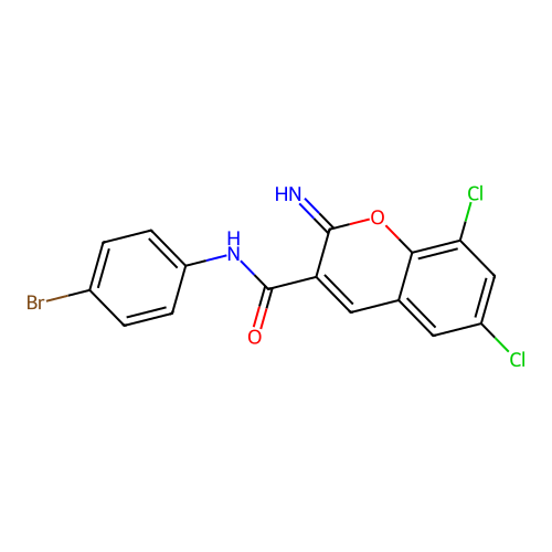 N-(4-bromophenyl)-6,8-dichloro-2-imino-2H-chromene-3-carboxamide structure